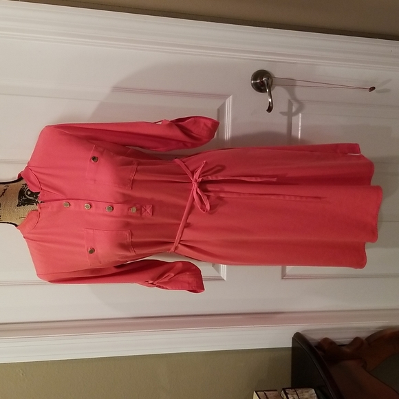 Liz Claiborne peach cute shirt dress size 10 - Picture 1 of 7